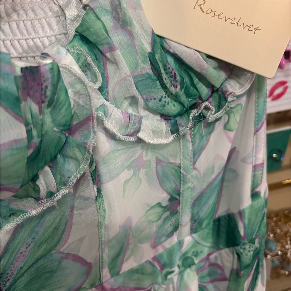 NWT Rosevelvet Floral Maxi Dress with Ruffle Hem - Picture 5 of 9